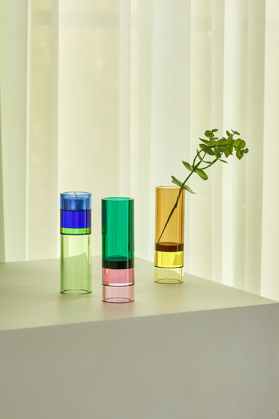 Astro fyrfadsstage - grøn/blå